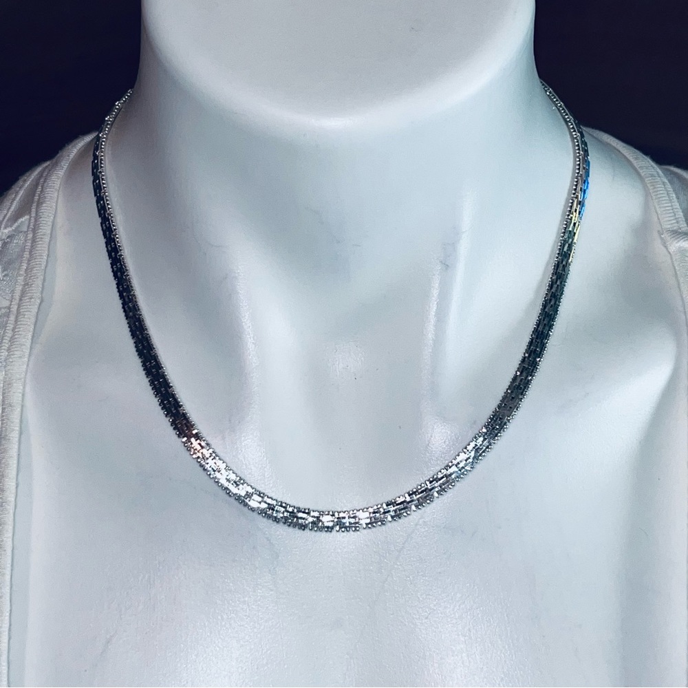 Sterling Silver Solid Chocker Chain 17” 925 Italy… - image 7